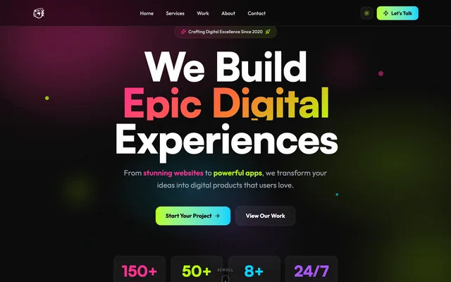 The federalwardogs.com home page with the headline "We Build Epic Digital Experiences".